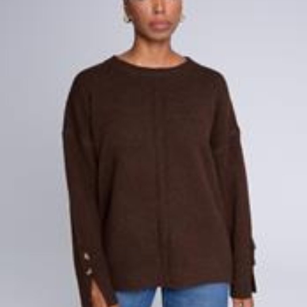 NWT GEORGIE Long Sleeve Pullover Brown Wool Blend L